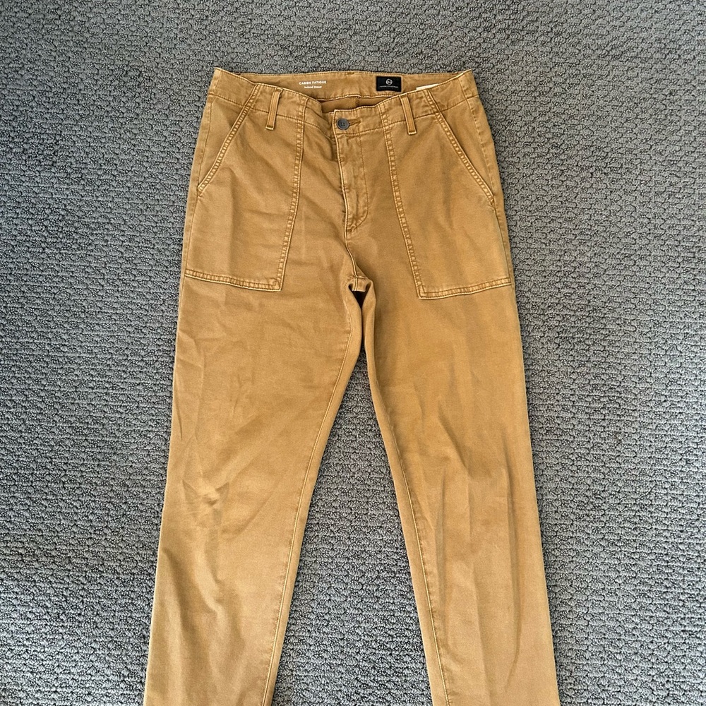 AG Adriano Goldschmied Men's Khaki Carpenter Chinos in Tan
